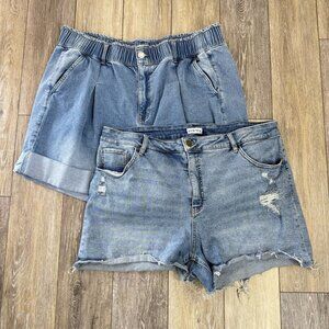 Eloquii Blue Jean Shorts Set